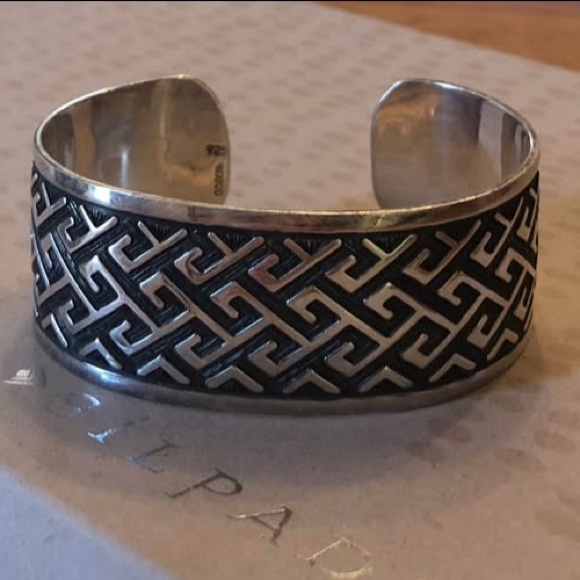 Rare Vintage Silpada Sterling Silver Aztec Design Cuff Bracelet B1165 - Picture 10 of 16